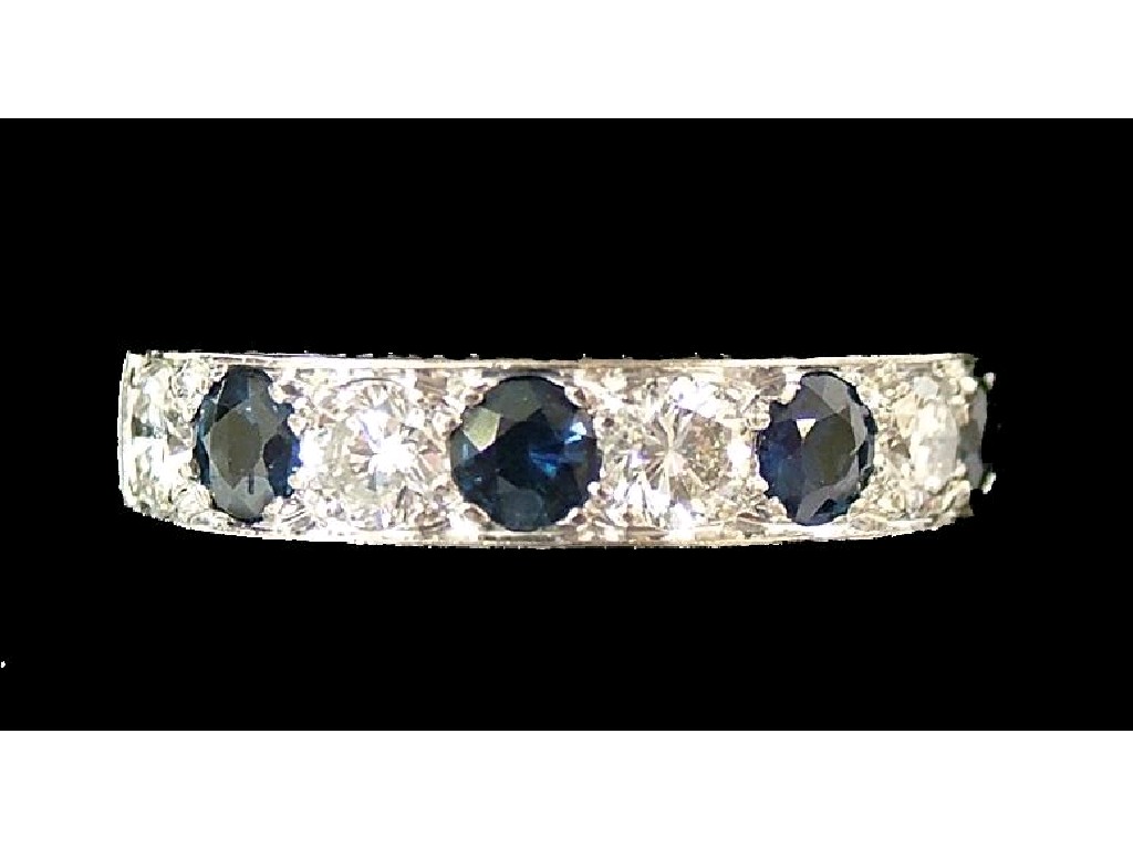 Appraisal: ct white gold sapphire and diamond half eternity ring gm