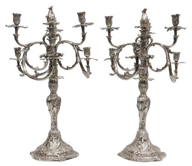 Appraisal: pair Rococo style sterling silver seven-light candelabra Anton Michelsen Copenhagen