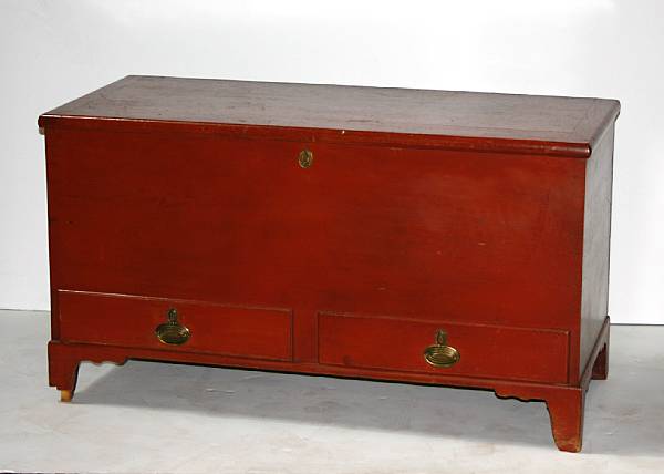 Appraisal: A provincial red painted panel front chest mid th century