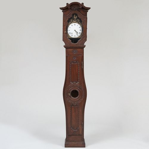 Appraisal: FRENCH PROVINCIAL CARVED OAK LONG CASE CLOCK ft in x