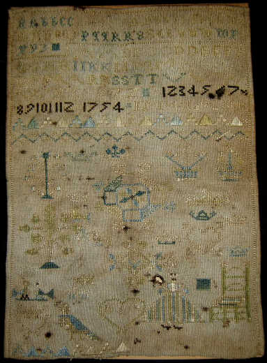 Appraisal: ANTIQUE AMERICAN SAMPLER Executed on linen with repetitive letters and