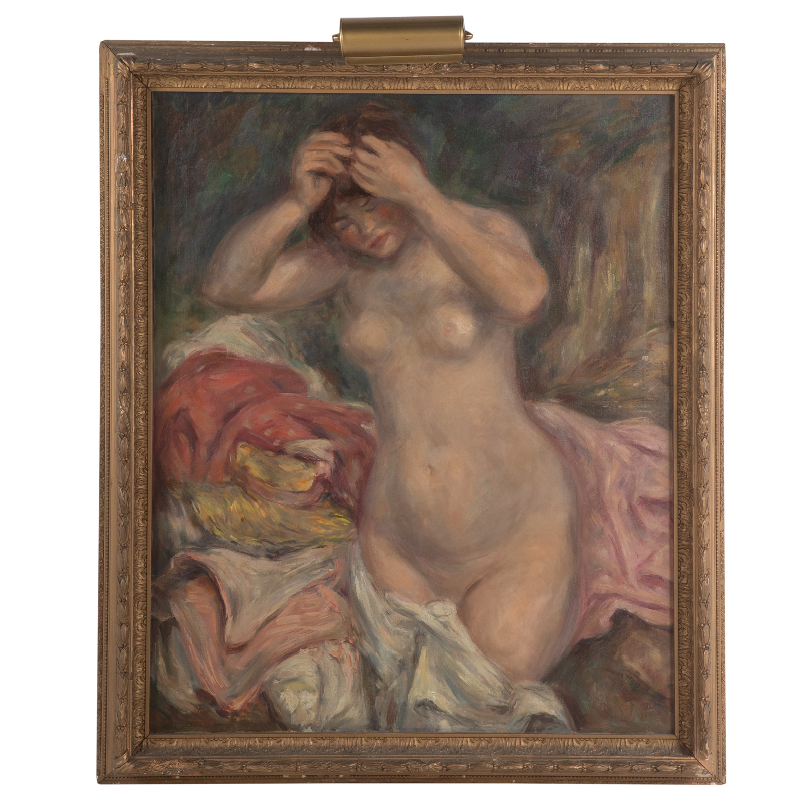 Appraisal: AFTER RENOIR BATHER ARRANGING HER HAIR OIL After Pierre-Auguste Renoir