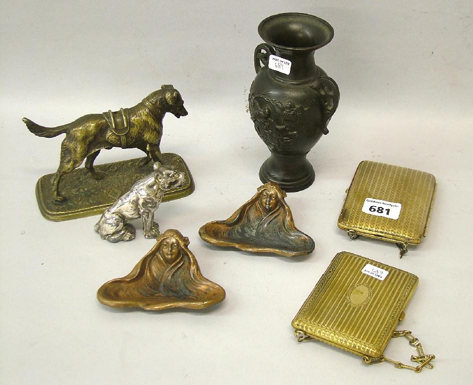 Appraisal: Victorian bronze model of a saddled dog upon a rectangular