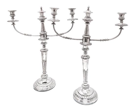 Appraisal: Sale Lot A Pair of Silver Plate Two-Light Convertible Candelabra