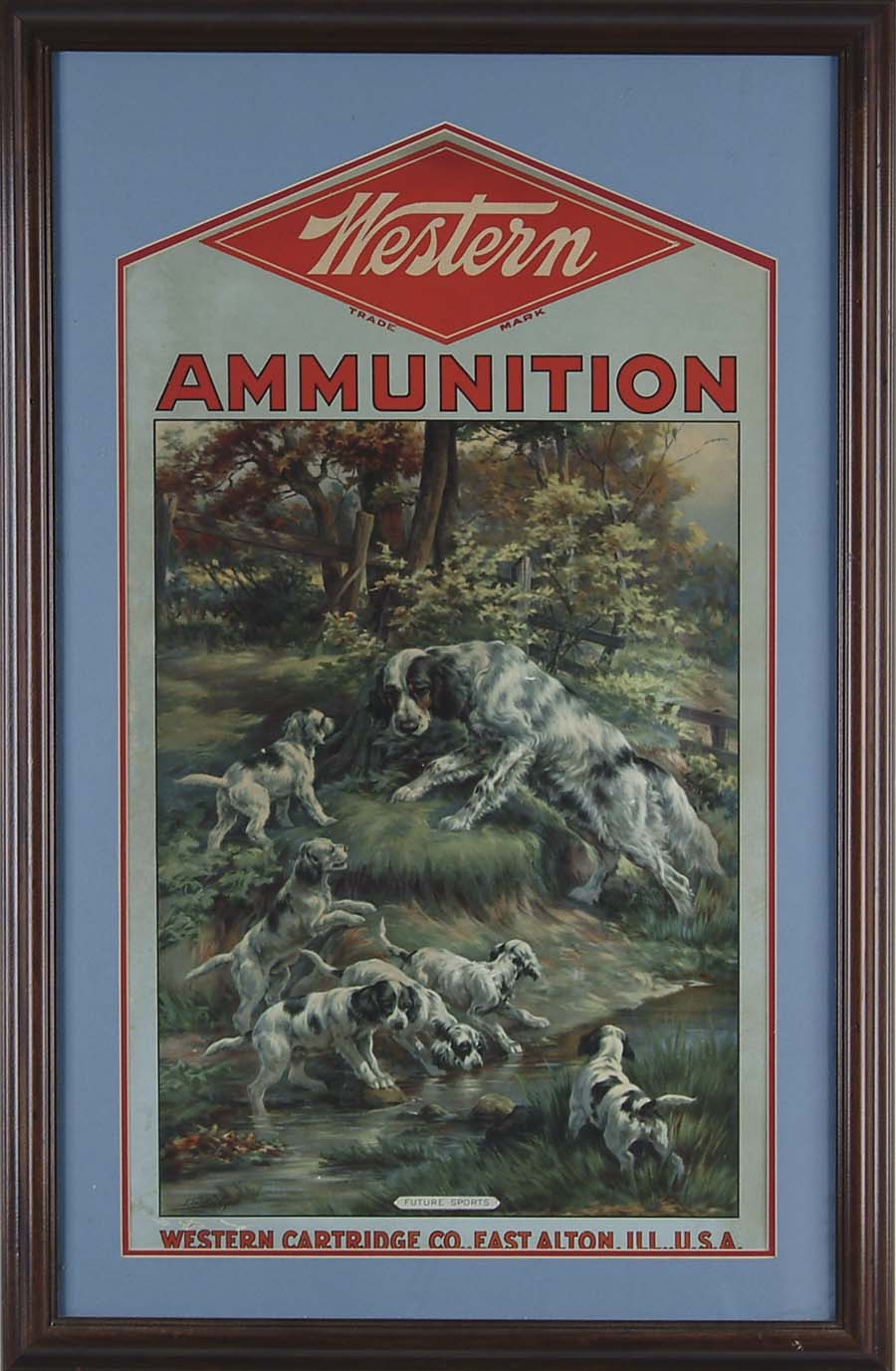 Appraisal: FRAMED WESTERN AMMUNITION POSTER This wonderful poster is classic Edmund