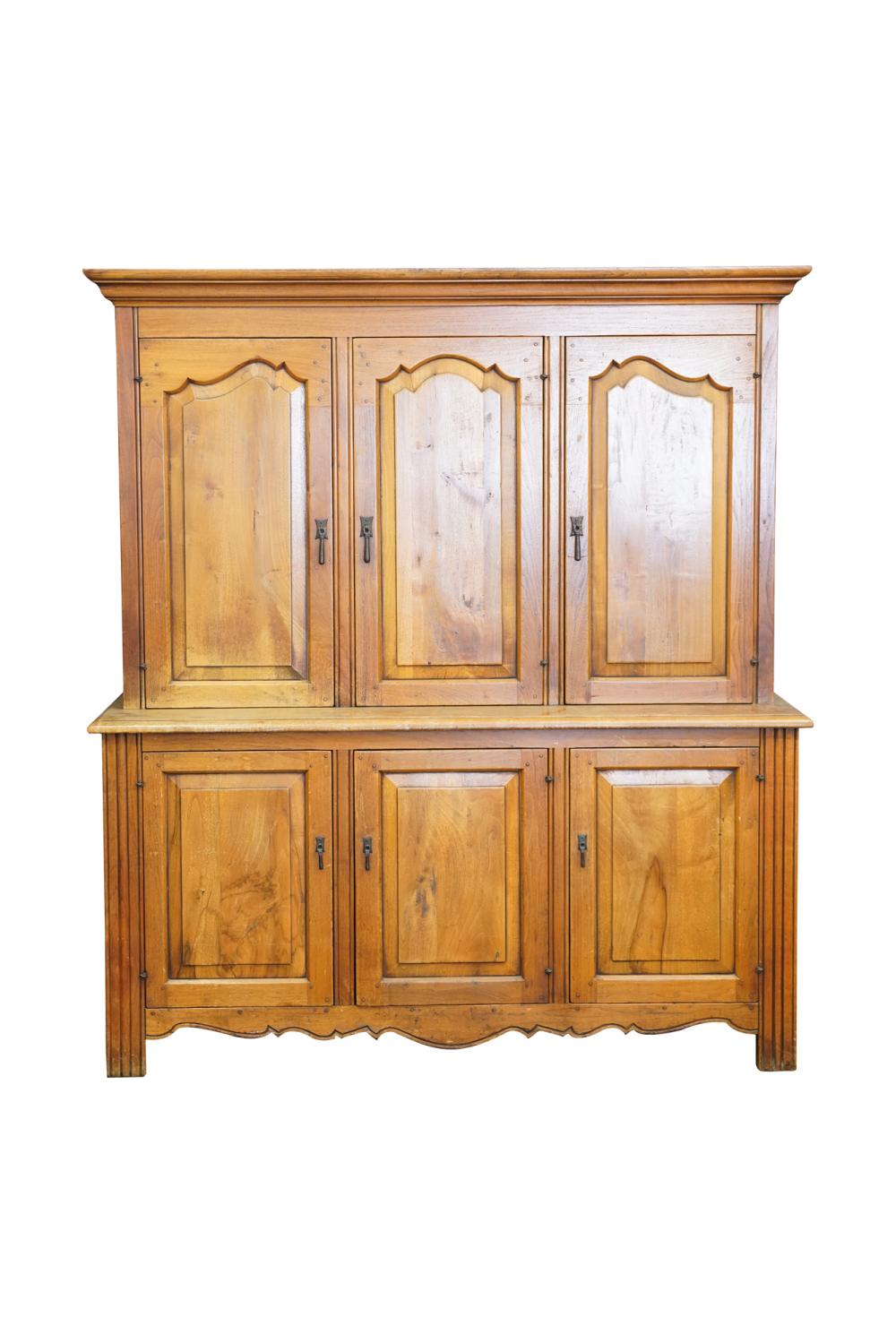 Appraisal: GEORGE S HUNT TWO-PART WALNUT CUPBOARDCondition with scratches and surface