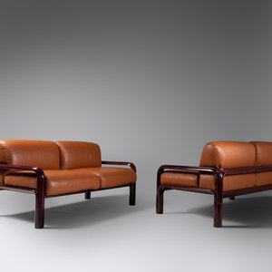 Appraisal: Gae Aulenti - Pair of Settees c Knoll USA leather