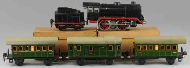 Appraisal: MARKLIN O GAUGE ENGINE WITH THREE CARS Germany includes -