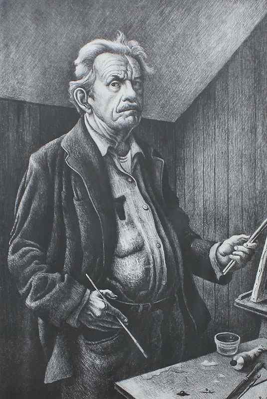 Appraisal: BENTON Thomas Hart American - Self Portrait Lithograph sight size