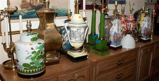 Appraisal: assorted decorator and designer lamps converted vases glass and brass