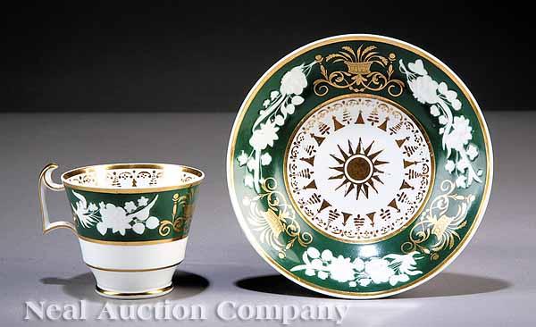 Appraisal: A Spode Green and Gilt Porcelain Coffee Cup and Saucer