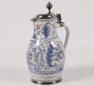 Appraisal: FLEMISH DUTCH GLAZED FAIENCE PITCHER FLEMISH DUTCH BLUE AND WHITE