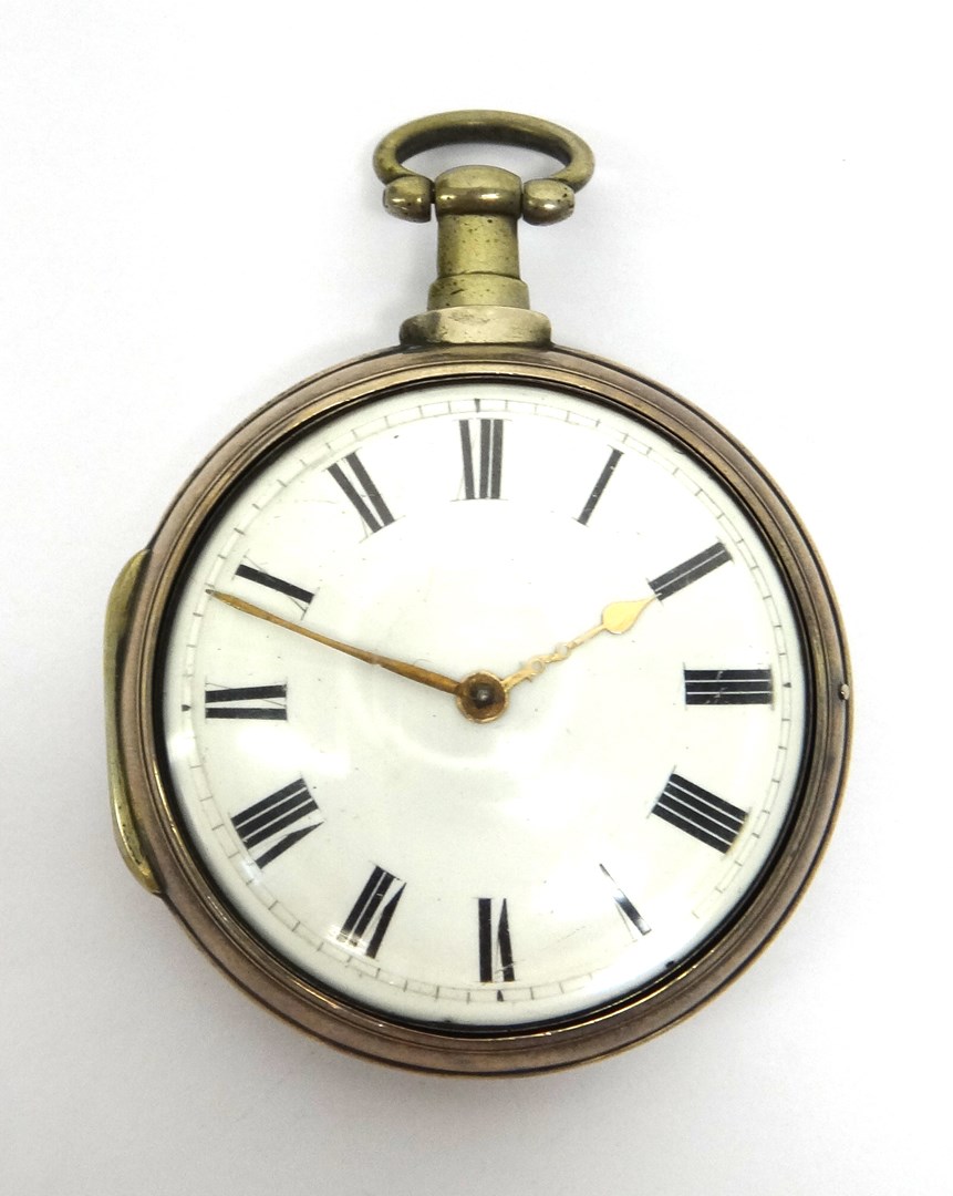 Appraisal: A gentleman's silver pair cased key wind openfaced pocket watch