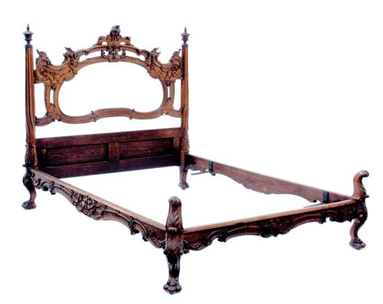 Appraisal: Louis XV style carved walnut bed late th century bead-and-channel