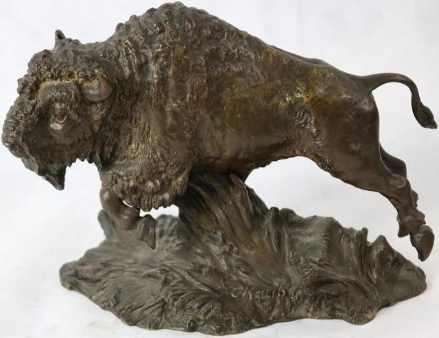 Appraisal: CARL KAUBA - AUSTRIA BRONZE DEPICTINGA BISON SIGNED ON THE