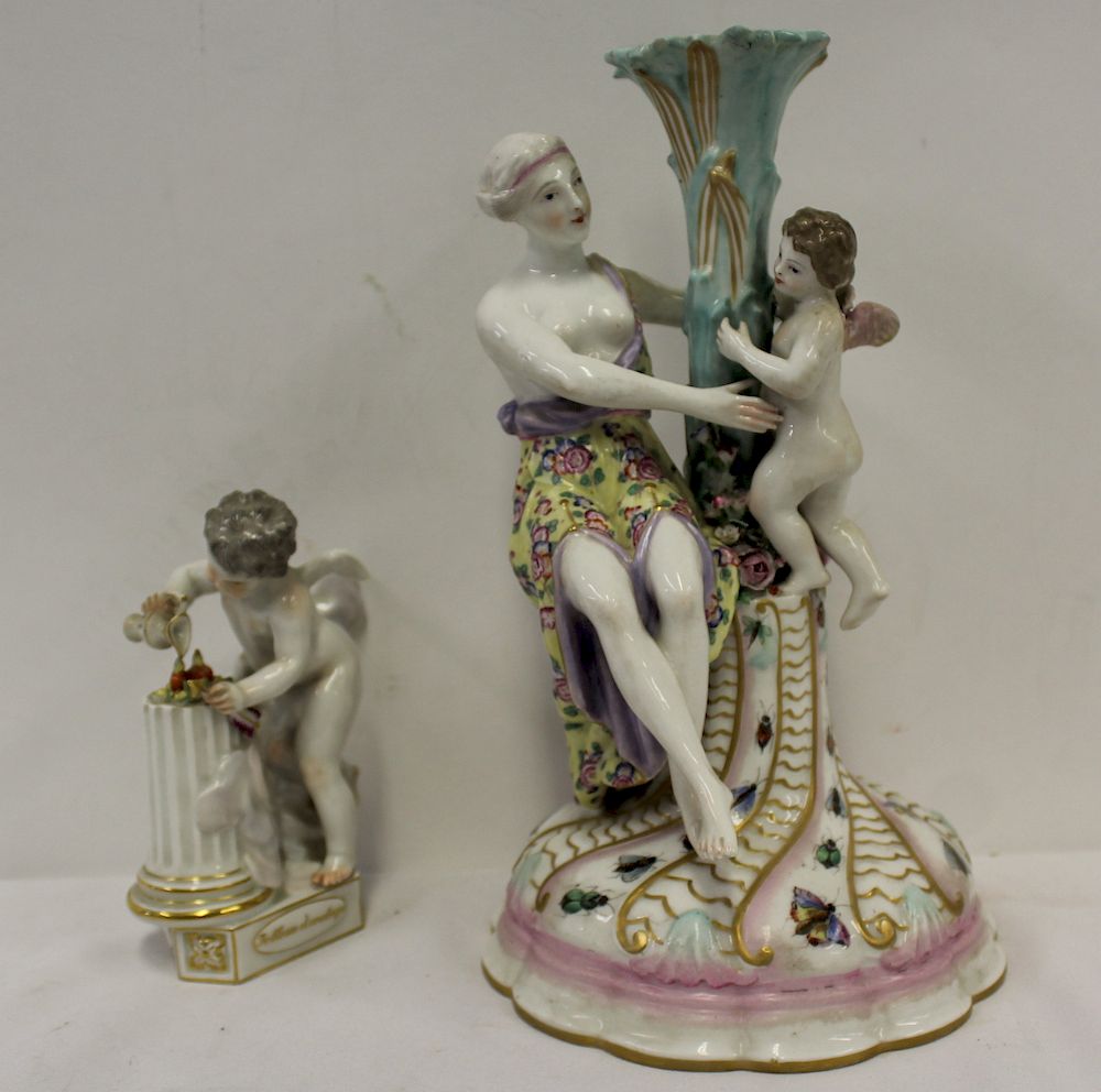 Appraisal: MEISSEN Porcelain Figural Candlestick A Putti From a Fifth Avenue