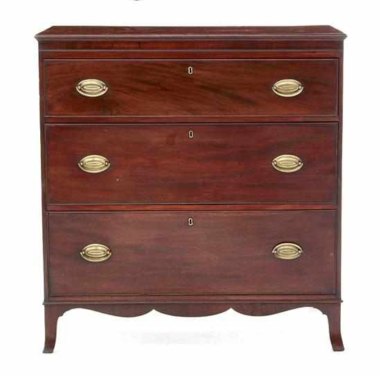 Appraisal: Georgian style mahogany chest of drawers mid th century rectangular