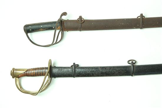 Appraisal: TWO SWORDS Mid th century American cavalry saber with brass