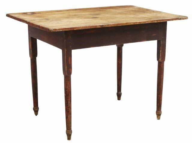 Appraisal: American work table in a red painted finish New Hampshire