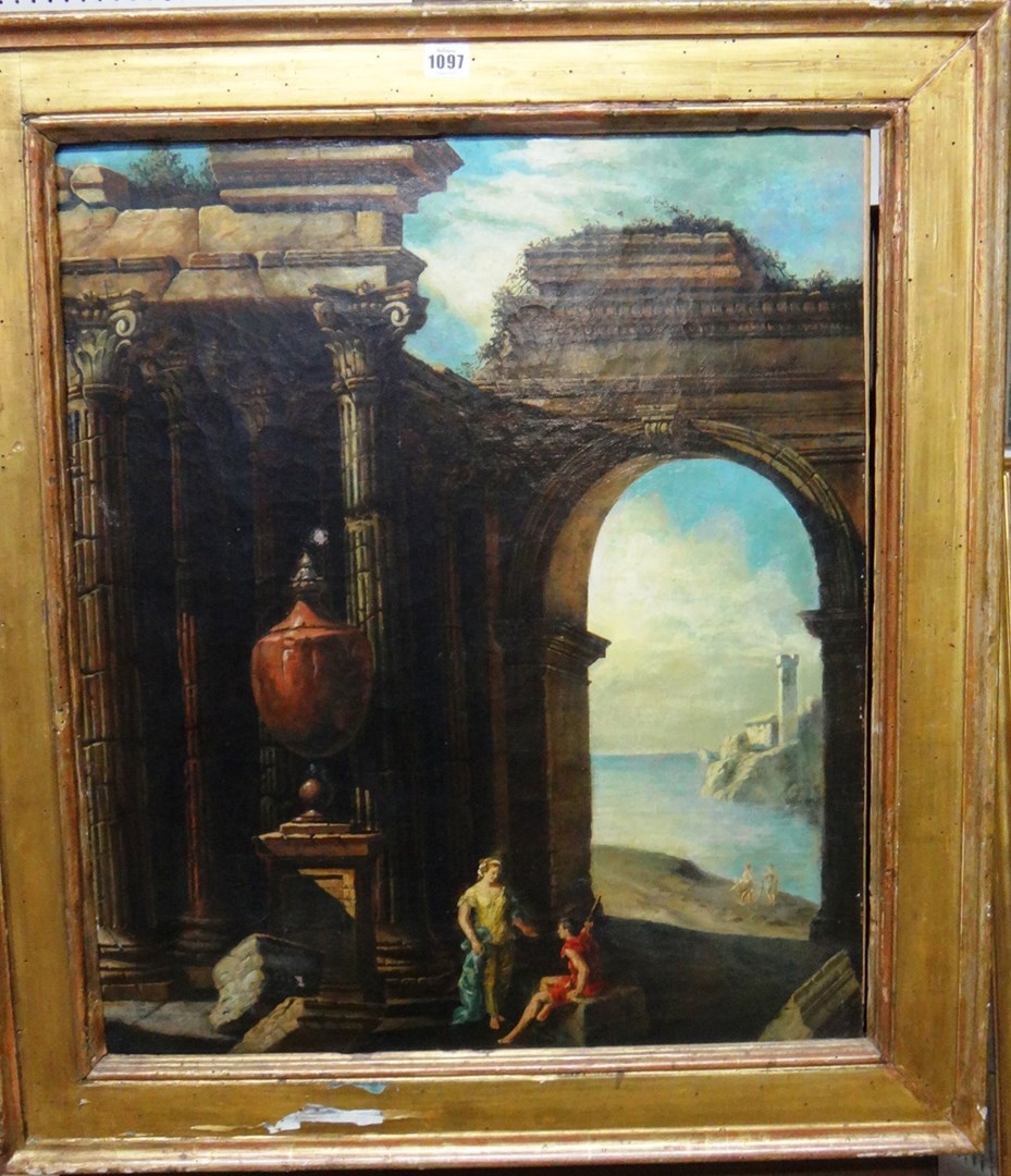 Appraisal: Italian School th century A Roman Cappriccio oil on canvas