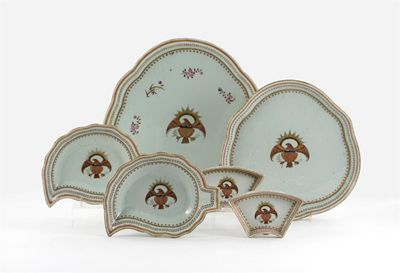 Appraisal: Six dishes from a Chinese armorial service decorated with the