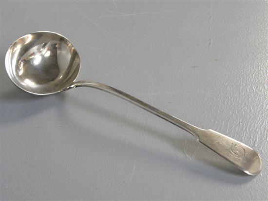 Appraisal: George III silver ladle the handle engraved with the letter