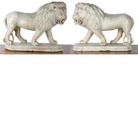 Appraisal: Pair of Anglo-Indian Marble Lions Estimate -