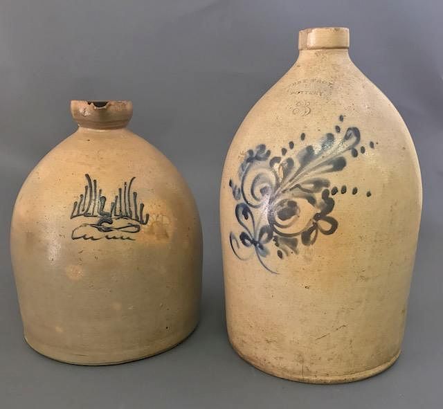 Appraisal: Stoneware Three Two Gallon Jugs Stoneware three gallon jug West