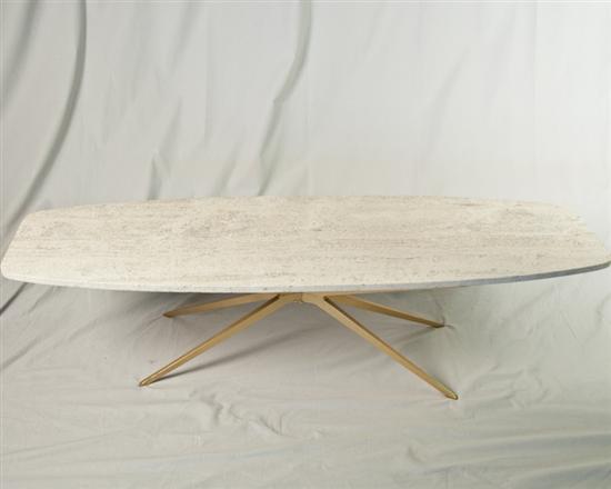 Appraisal: Modern Italian Table with Travertine Top and Anodized Aluminum Base