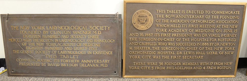 Appraisal: Two Large Bronze Plaques donation of books form New York