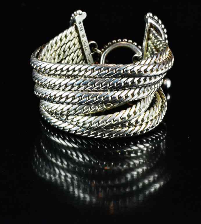 Appraisal: Signed Stephen Dweck Sterling BraceletConsisting of nine thick braided sterling