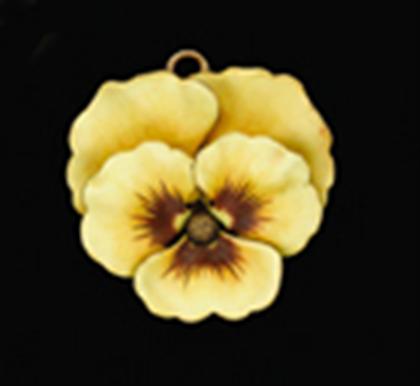 Appraisal: Yellow gold and yellow enamel pansy pin early th century