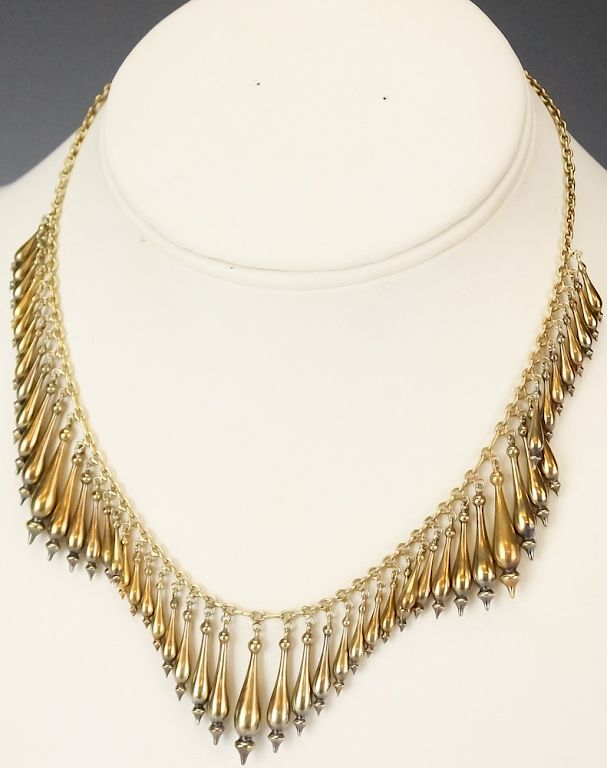 Appraisal: Antique Victorian k Gold Fringe Drop Necklace Antique ladies Victorian