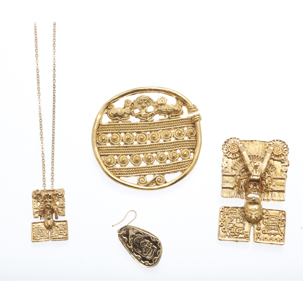 Appraisal: A collection of Aztec style jewellery to include an Aztec