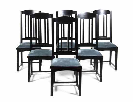 Appraisal: A Set of Six Lacquered Side Chairs each having a