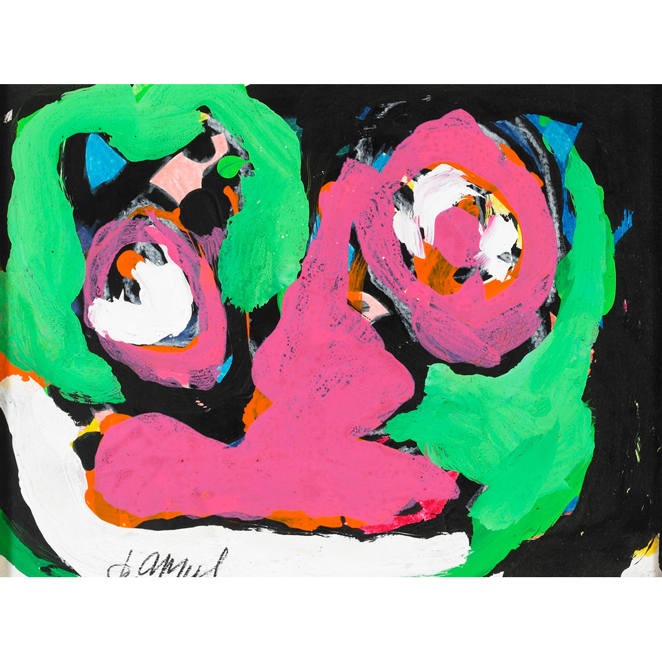 Appraisal: Karel Appel - Dutch TETE Acrylic on paper laid down