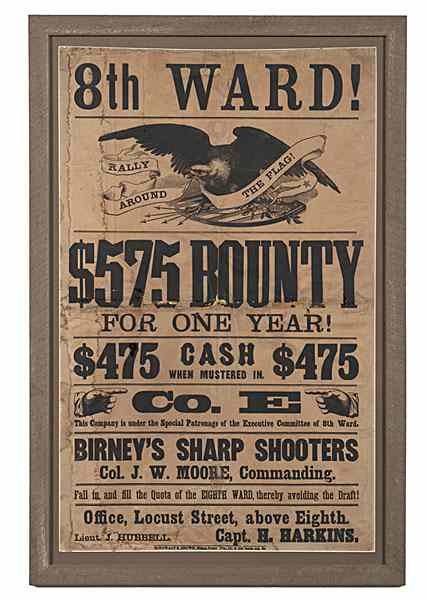 Appraisal: Birney's Sharp Shooters Civil War Recruitment Broadside x in framed