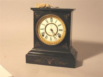 Appraisal: Ansonia Clock Co onyx mantel clock Of rectangular form upon