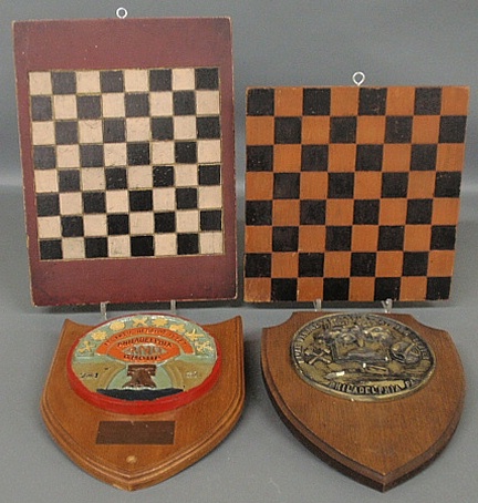 Appraisal: - Two checkerboards x x tog w two plaques one