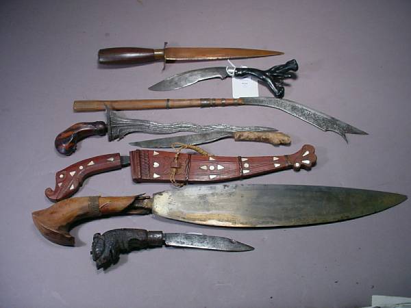 Appraisal: A lot of seven southeast Asian and Philippine edged weapons