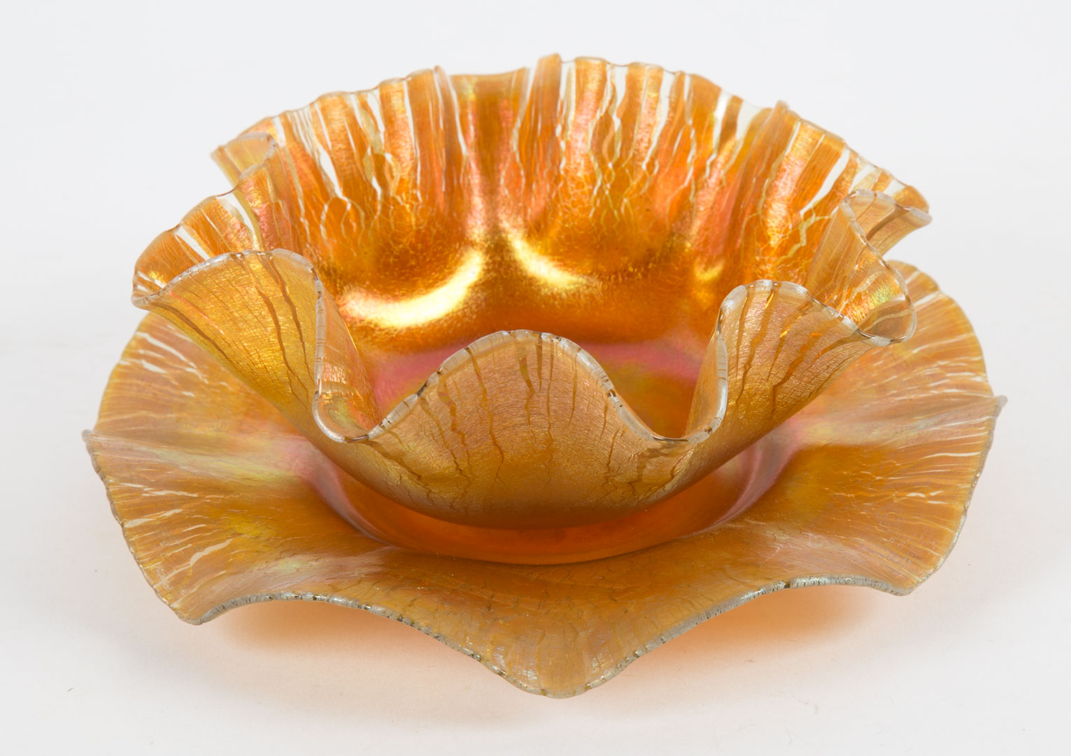 Appraisal: Tiffany Favrille glass Onion Skin bowl dish first quarter- th