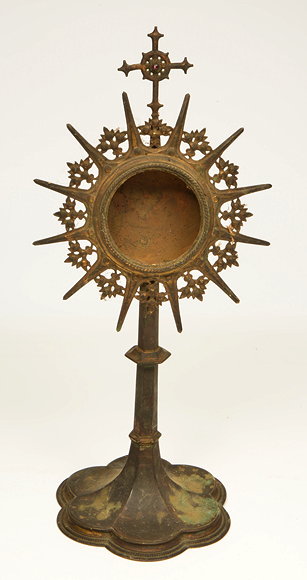 Appraisal: A TH CENTURY GILT METAL MONSTRANCE surmounted by a cross