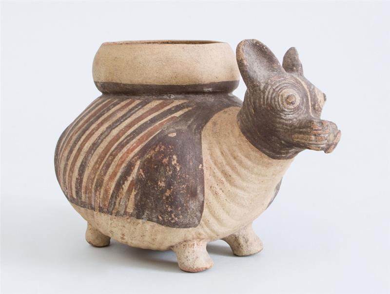 Appraisal: CHANCAY POTTERY DOG VESSEL x in Estimate -