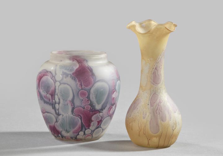 Appraisal: Group of Two Continental Glass Vases consisting of a drip-painted