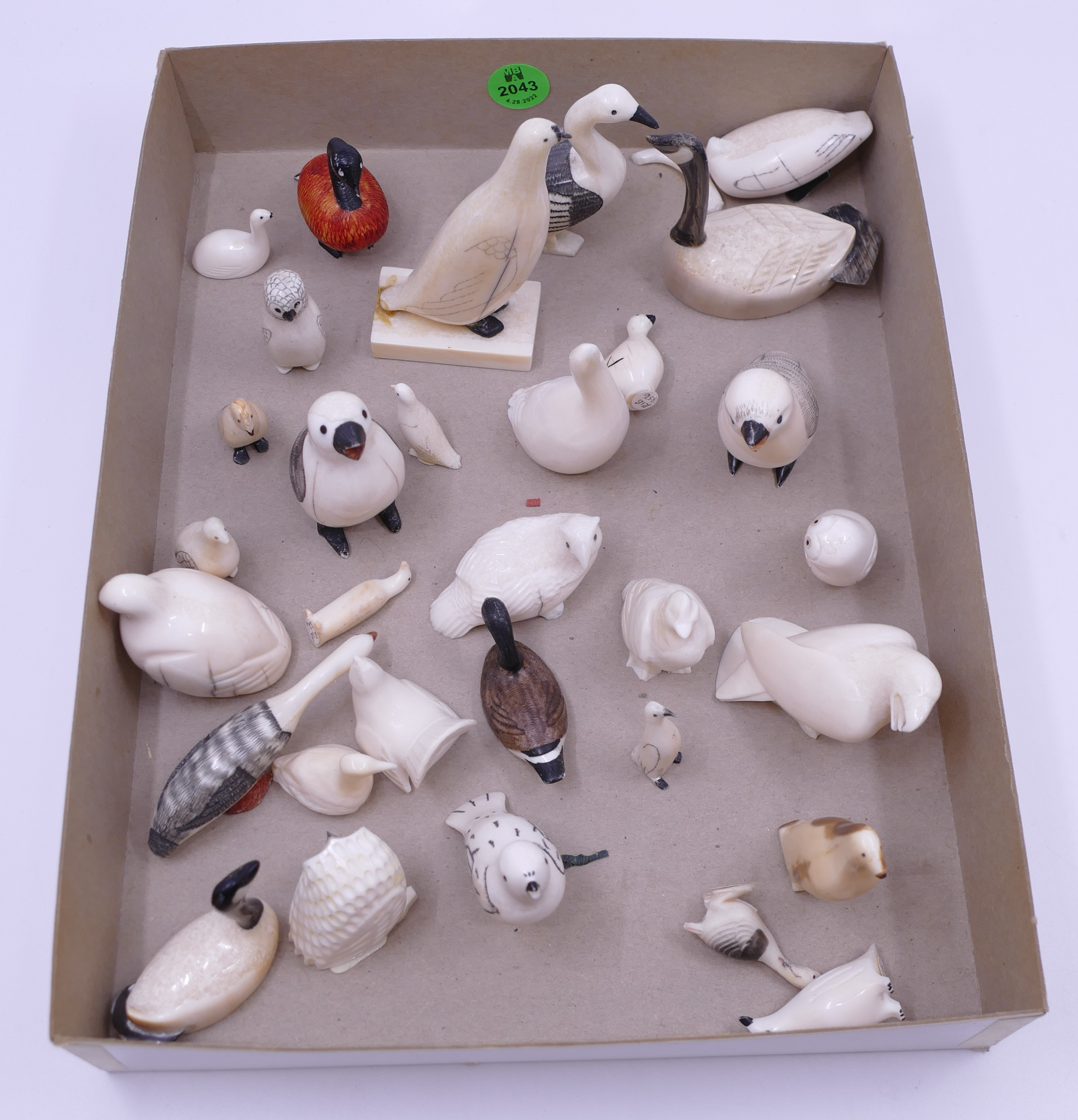 Appraisal: Box pc Inuit Scrimshawed Bird Figures