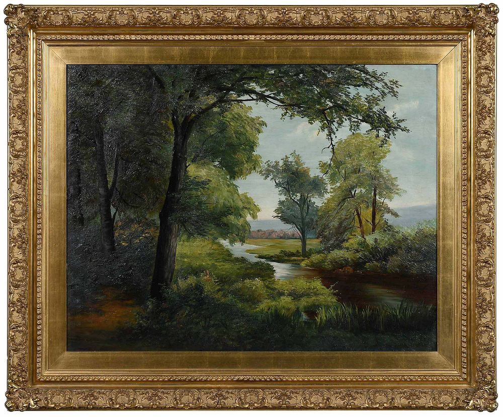 Appraisal: American School th th century Summer Landscape unsigned oil on