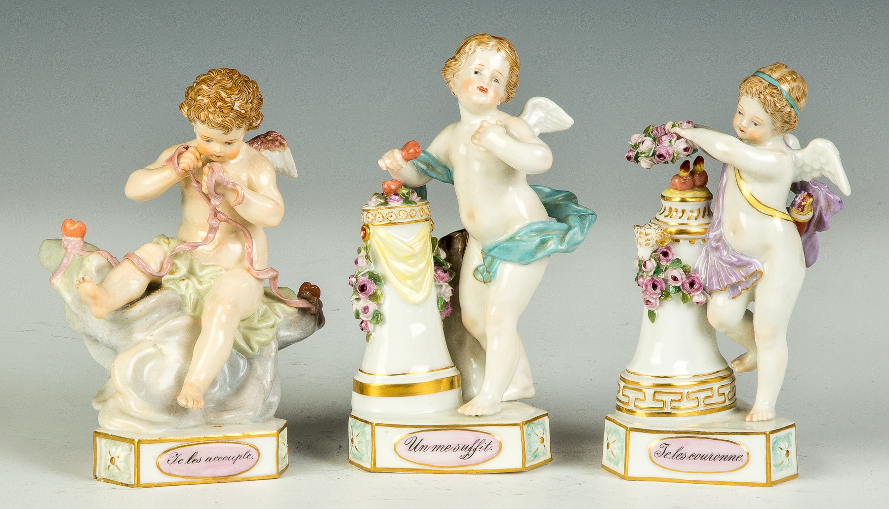 Appraisal: Three Meissen Figurines th century Un mesuffit repairs to neck