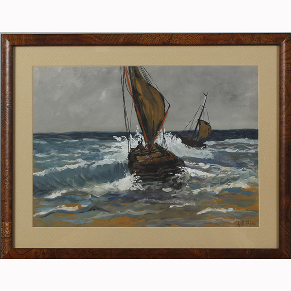 Appraisal: A B Cahill Boats Watercolor