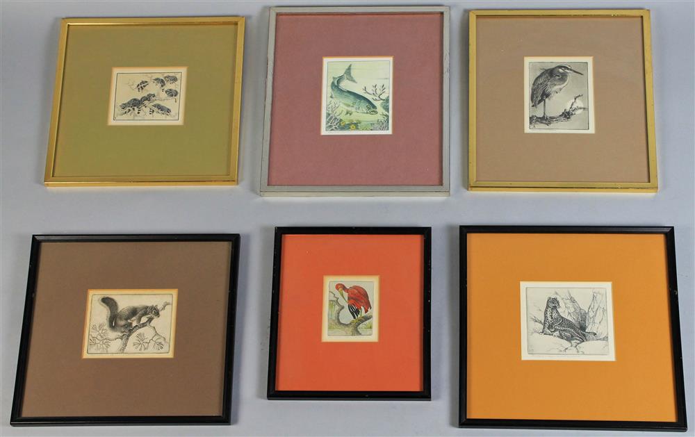 Appraisal: BENSON BOND MOORE AMERICAN - FOUR ORIGINAL ETCHINGS AND TWO