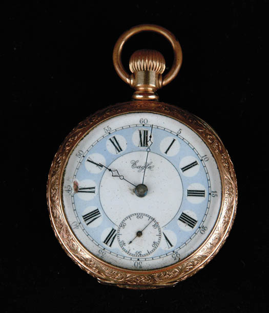 Appraisal: EAGLE GOLD FILLED POCKET WATCH Ser No Engraved case with